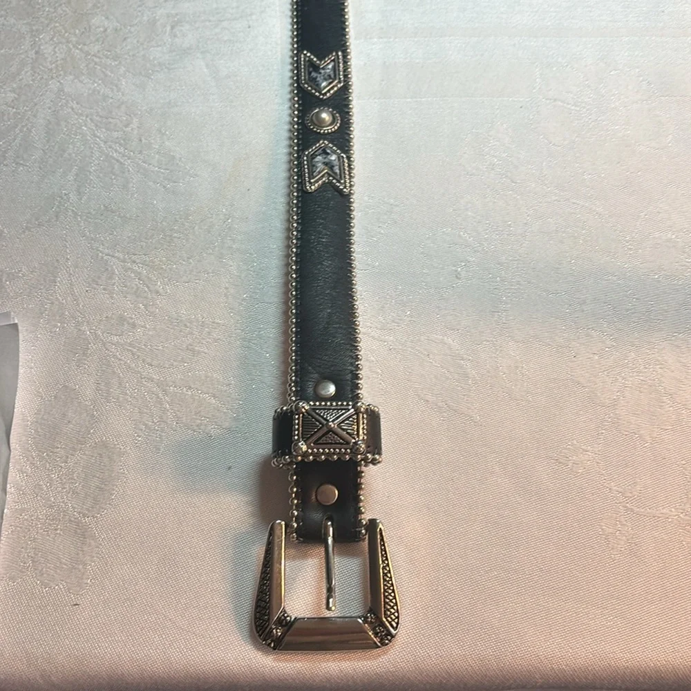 Cache Western Black Silver Bling Belt NWOT M